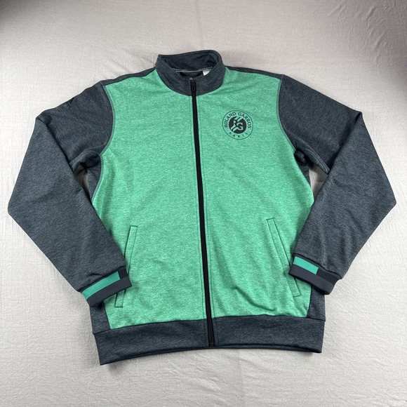 Adidas Roland Garros Sample Sweatshirt Mens M Green Tennis Zip Up Long Sleeve - Picture 1 of 7